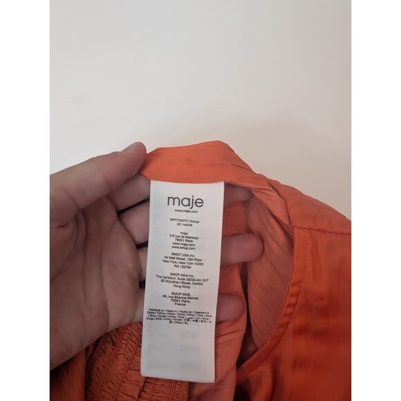 Maje Crinkle-effect satin crop top Orange Size L - Picture 8 of 15